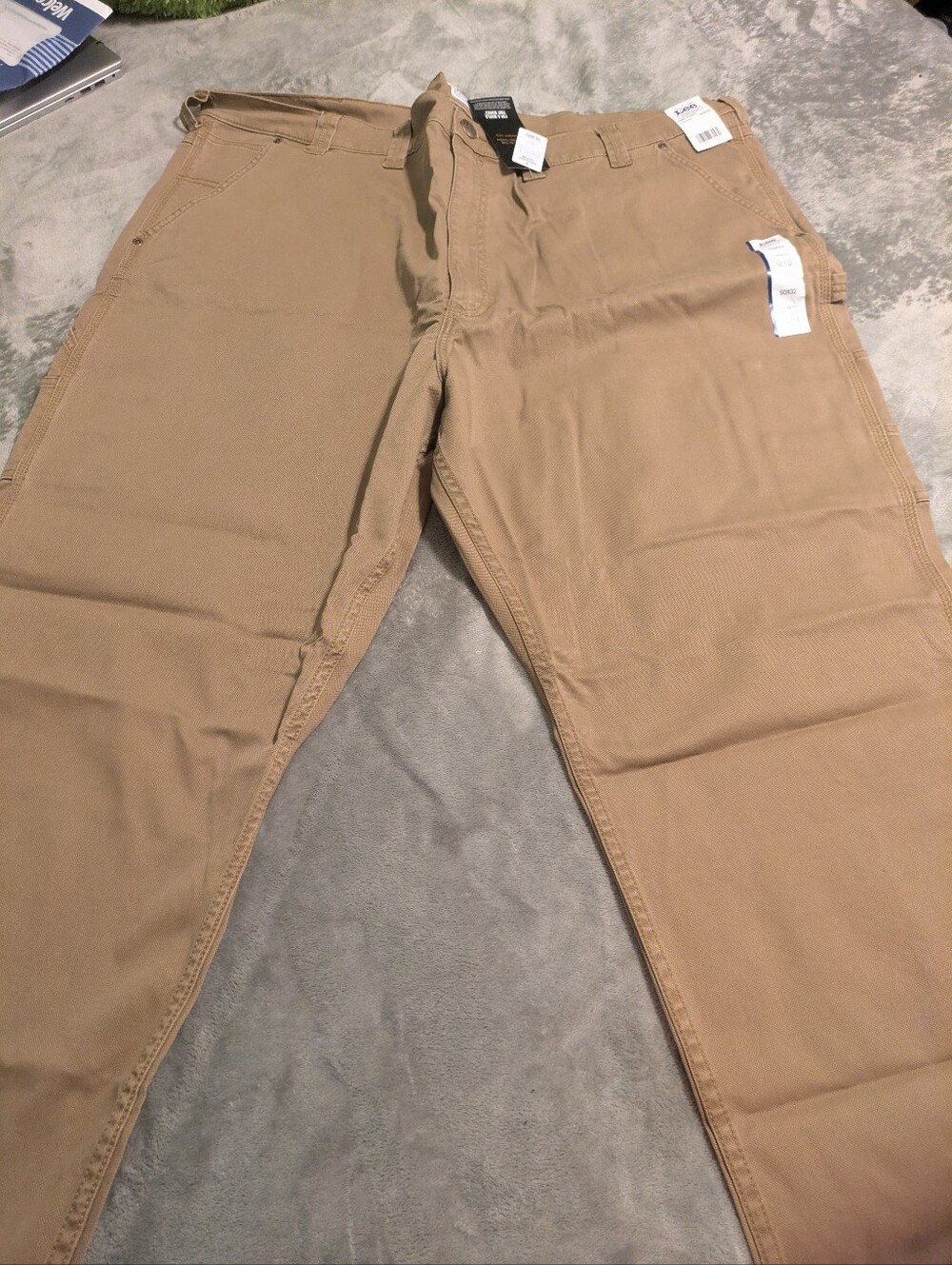 NWT Lee Carpenter Workwear Pants Men's 50x32 Dark Khaki Loose Fit Heavy Duty